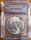 🔥1922 Peace Silver Dollar $1 Silver 90% Pure Silver Philadelphia ICG Guaranteed