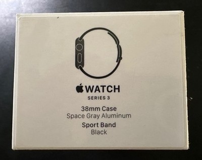 Apple Watch MQKV2LL/A Series 3 38mm Space Gray Aluminum Case w Black Sport Band