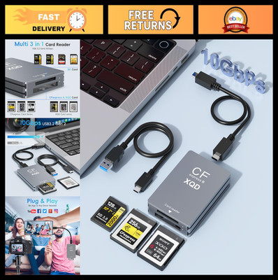 10Gbps 3-in-1 CFexpress/XQD/SD Card Reader USB 3.2 Gen 2 for Thunderbolt 3/4