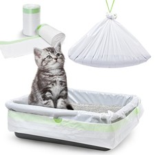30 Pack Litter Box Liners, Large Drawstring Cat Litter Bags for Standard Litt...