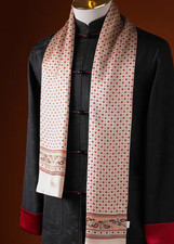 100 Silk men women Scarf neckerchief Wrap Plaid Check beige white MY116-21