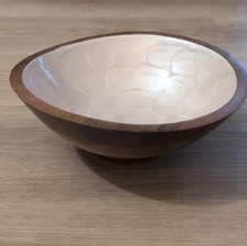 Handcrafted Wooden Decorative Bowl with White Interior