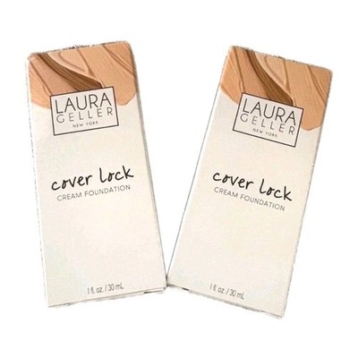2-PACK Laura Geller Sand Cover Lock Cream Foundation 1oz/30mL