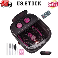 Collapsible Foot Spa Bath Massager with Heat, Bubbles, Remote & Pedicure Tools