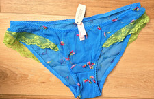 NWT Vintage Victoria's Secret Blue Sheer Floral Mesh Lace Bikini Panties M