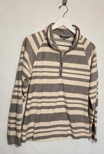 Mountain Warehouse Fleece Womens UK 12 Grey Beige Striped Polyester Jumper