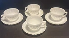 VTG  Fire King Milk Glass Anchor Hooking “Bubble” Set Of 4 Tea Cup &Saucer Set