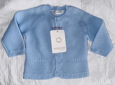 Mayoral Baby Boys Knit Sweater Cardigan Blue Size 4-6 Months NWT