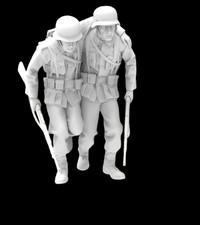 1/35 WWII German Wounded Soldiers RESIN FIGURE MODEL KIT Unassembled Unpainted