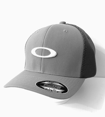 OAKLEY Ellipse Mesh Men's Flexfit Hat Cap Cement Grey FOS900835 S/M L/XL NWT