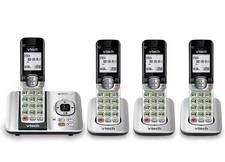 VTech CS6529 4 DECT 6.0 Cordless Phone System 4 Handsets Caller ID Silver Black