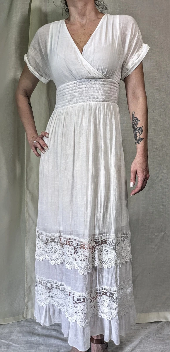 short sleeve dresses for wedding Ivory Chiffon Two Pieces Lace Top Short Sleeves Cheap Wedding Dresses MW772 main image 1