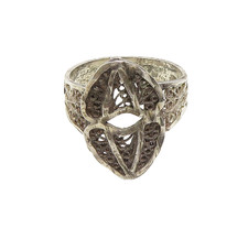 925 Sterling Silver Vintage Dark Tone Filigree Band Ring Sz 7.5 RG18641