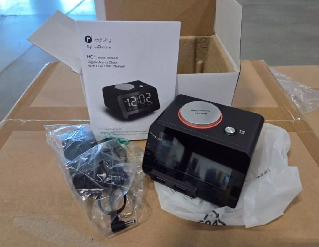 Homtime HC1 Alarm Clock With Charging USB Ports Black