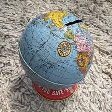 The Ohio Art Co. World Bank Globe Tin Promotional Piggy Bank