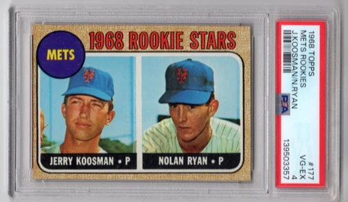 1968 Topps Nolan Ryan/Jerry Koosman #177 Mets Rookies RC Rookie PSA 4