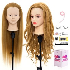 Frisierkopf 60% Echthaar Puppenkopf zum Frisieren Trainingsköpfe Ausbildung Kopf