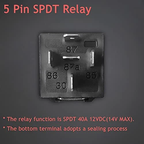 2 Pack 12V 40/30 Amp Car Relay DC 5 Pin SPDT and Harness - Heavy Duty 12 AWG  - Image 4 of 4