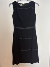 Ladies Vintage Black Shift Dress - Lined Wool Dress Size 12