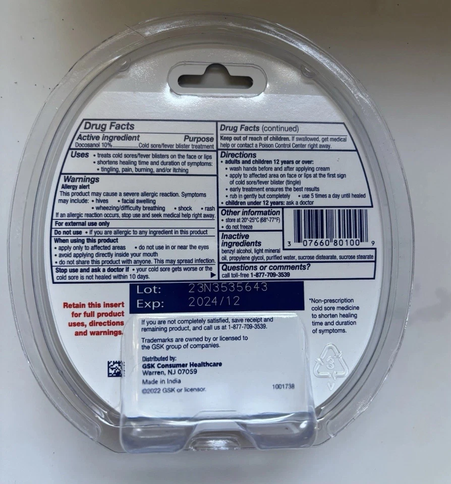 LOTE DE 50 Abreva Tratamiento Herpes Labial 2g Venta al por mayor Lote Nuevo y Sellado Exp 12/2024 Foto 3 de 4