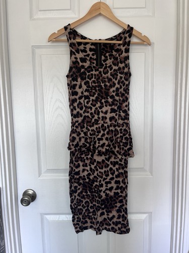 ASOS Warehouse Leopard Print Peplum Dress UK 8