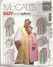 MCCALLS 2499 GIRL'S SZ M-L ROBE, NIGHTGOWN, PJ TOPS & BOTTOMS SEWING PATTERN VTG