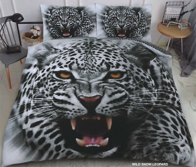 Weihnachtsgeschenk Designer Range 3D Bettbezug Set Wild Snow Leopard Exklusiv 