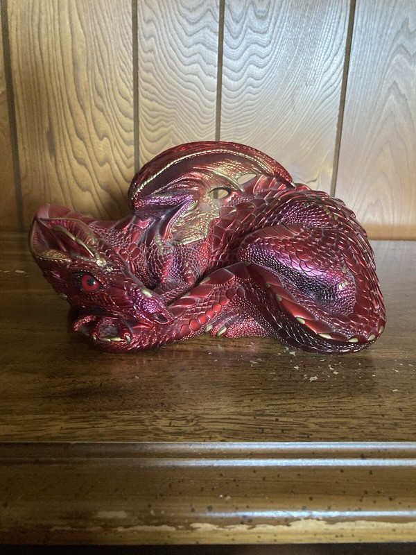 Beautiful Windstone editions 1985 Pena Retired Ruby Red mother dragon