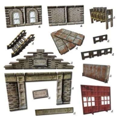 BATTLE SYSTEMS Tabletop Terrain - Fire Station (23 piezas) - Inglés