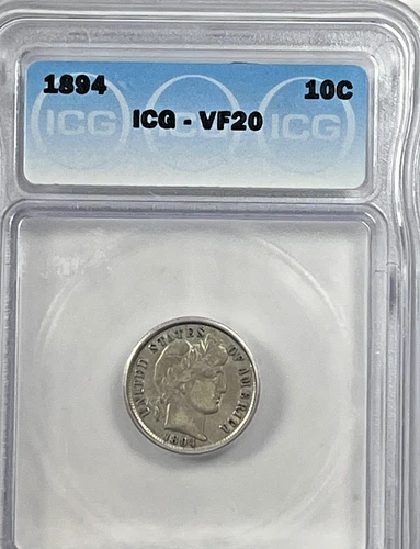 1894 Barber Dime : ICG VF20