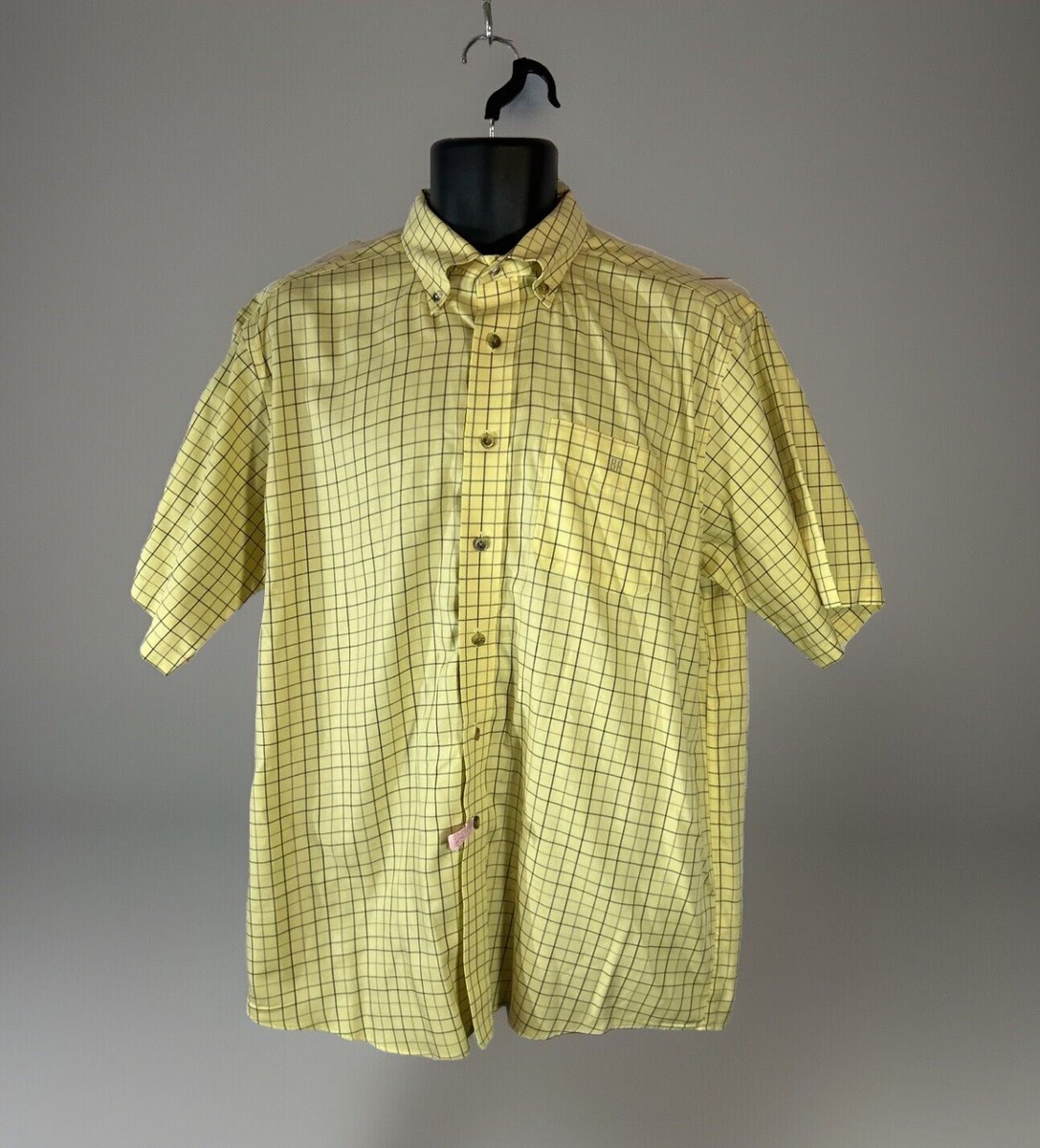 ハッピー LL Bean Mens Size L Reg Yellow blue Plaid Cotton Button Down Shirt
