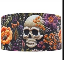 1.5 INCH GROSGRAIN RIBBON for Hair Bows 1237261 Skull Embroidered Look 3D