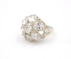 VINTAGE FLOWER SHAPE 925 STERLING SILVER CUBIC ZIRCONIA  RING ~ SIZE 8.75