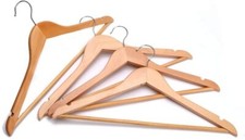 WOODEN COAT HANGERS SUIT GARMENTS CLOTHES HANGER TROUSER BAR SET (25,50,100,200)