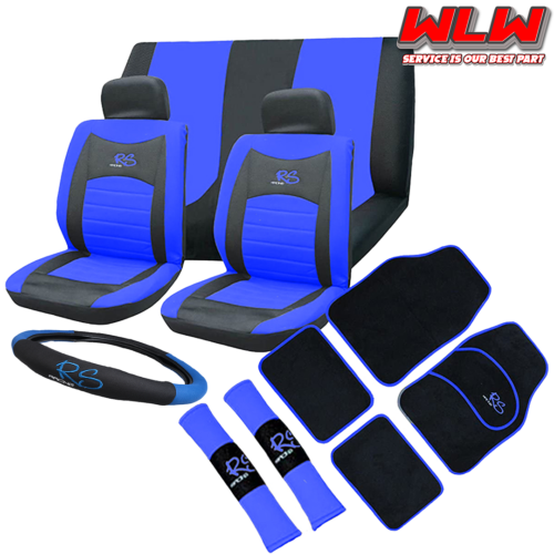 FOR Nissan Micra 15pc Blue RS Car Seat Covers Protectors Full Set Washable Pet - Picture 1 of 6