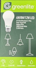 2 PACK GREENLITE 3-Way 40W 60W 100W LED A19 Bright White LIGHT BULBS 4W 8W 14W