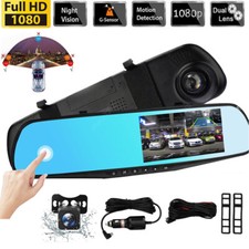1080P HD Rearview Mirror Car DVR Dual Dash Cam Camera Front Rear Video Recorder