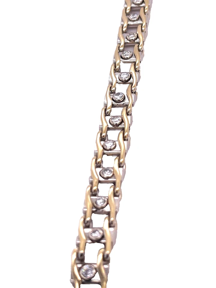 Brazalete de diamantes de oro bicolor de 14K ALADI Foto 4 de 4