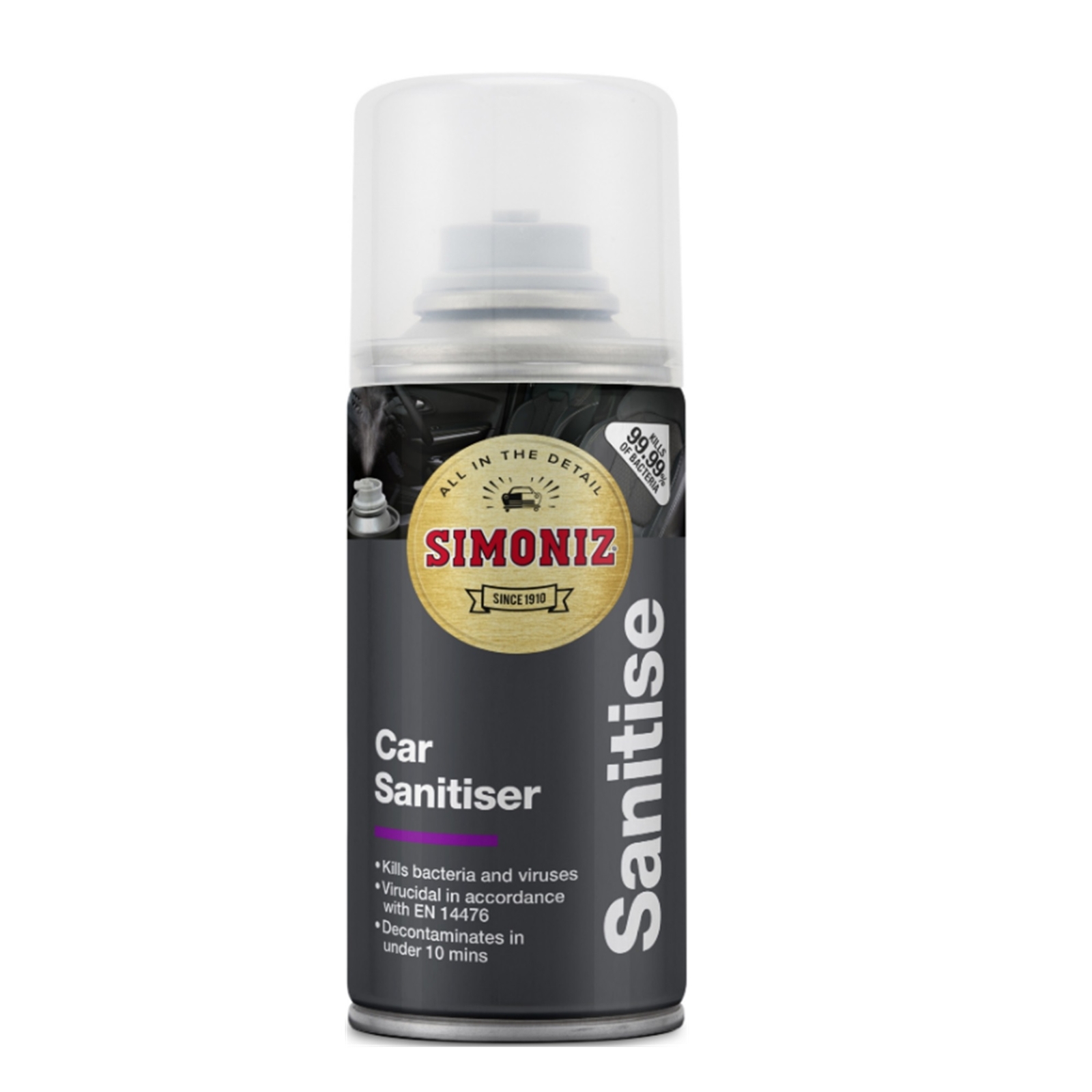Simoniz Car Sanitiser Quickly Decontaminates Odours Fresh Clean Fragrance 150mL