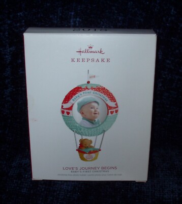 2018 Hallmark Love's Journey Begins Baby's First Christmas Photo Frame Ornament
