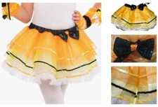 Candy Corn Tutu Skirt Bottoms Halloween Costume Dance Girls SM 4 6 Orange Yellow