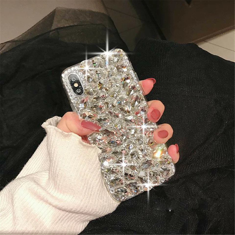 Funda protectora para teléfono con estrás 3D cristal brillante diamante brillante brillante para niñas/damas Foto 4 de 4