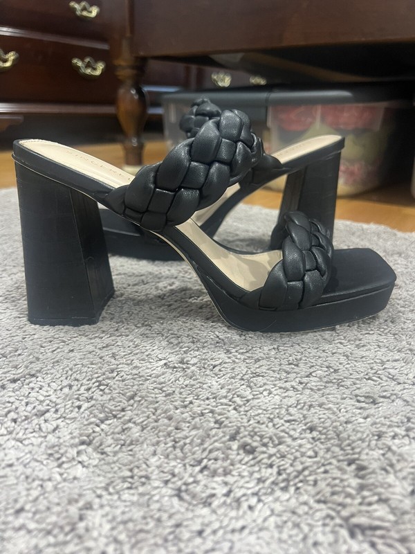 Sincerely Jules Womens Block Heels Black Braided Size 8