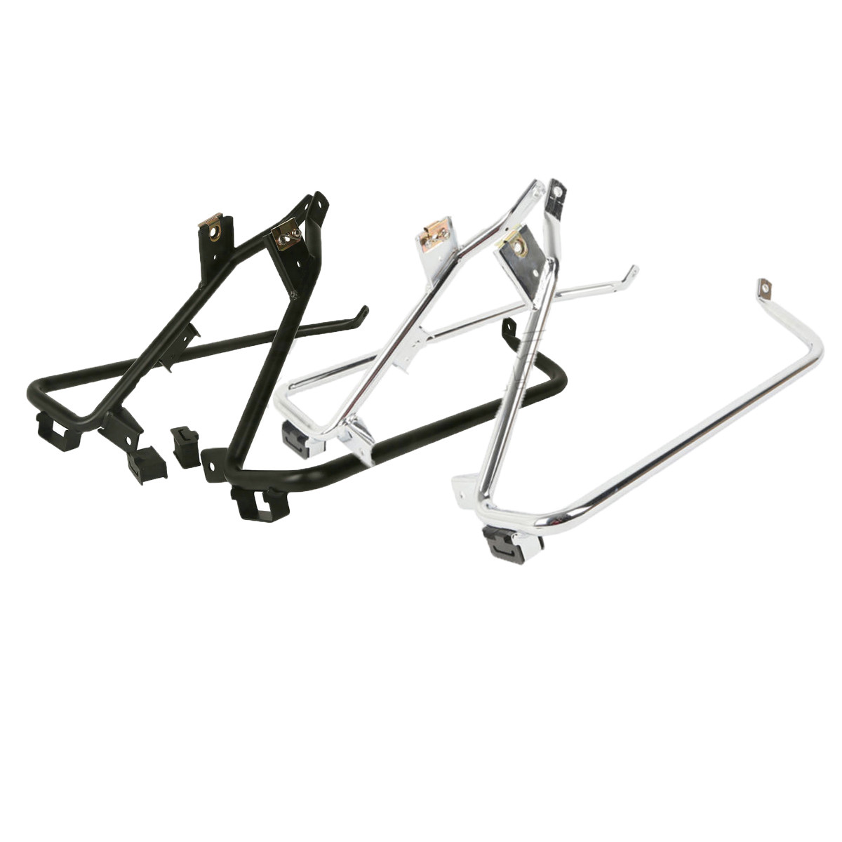 Chrome/Black Saddlebag Saddle Bags Support Brackets For Harley