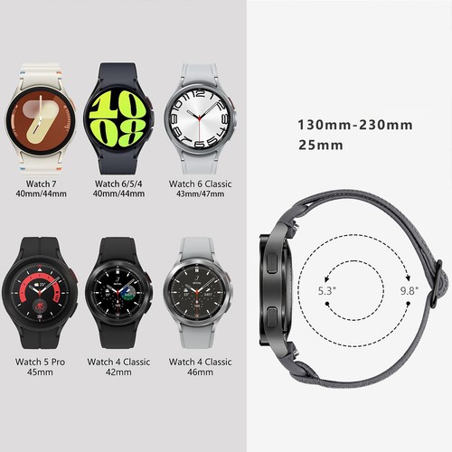 Bracelet nylon tissu élastique pour Samsung Galaxy Watch 7 6 5 4 Classic 40/44mm - Photo 4 sur 24