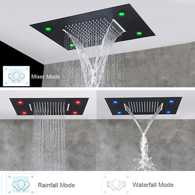 #ad Luxury LED Shower Head Rainfall Waterfall Top Spray High pressure Ceiling Mount $82.00