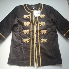 Bob Mackie Wearable Art Jacket Medium M Embroidered Elephant Kimono Black