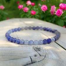 4mm Blue Aventurine Beaded Bracelet Natural Gemstone Stretch Bracelet Handmade