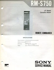 Sony Model RM-S750 Remote Commander Service Manual