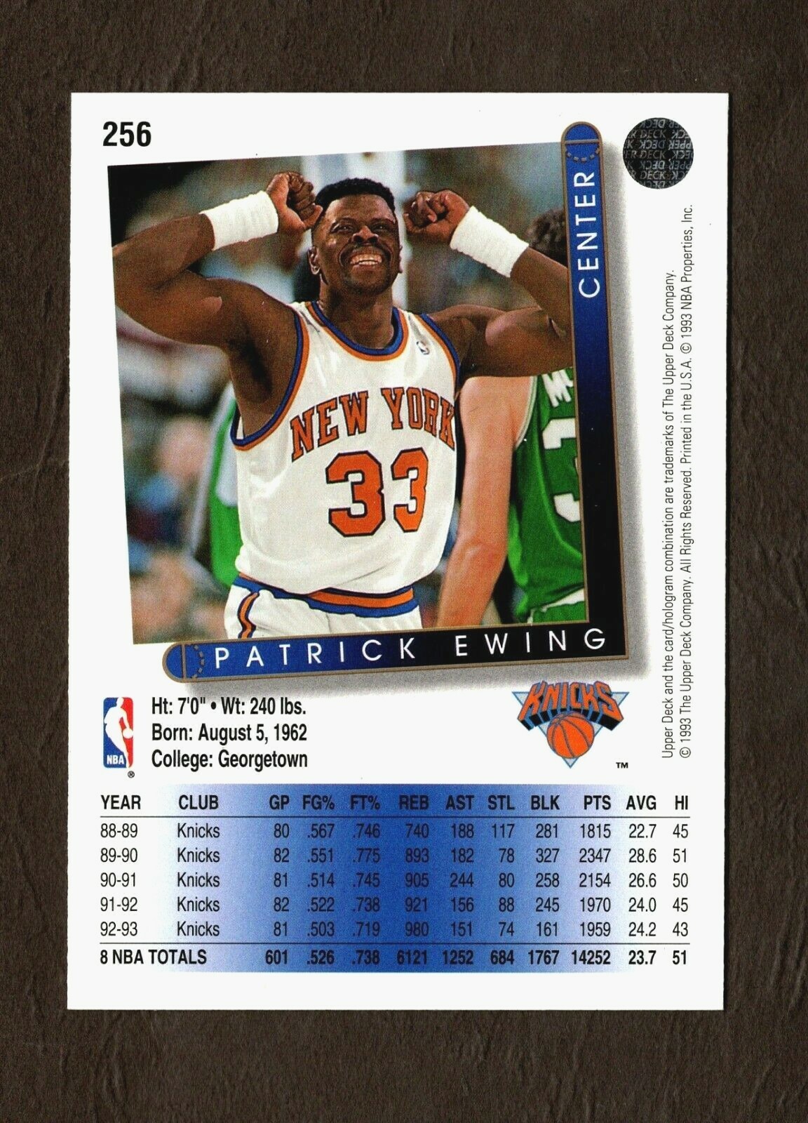 1993 Upper Deck Basketball Card #256 Patrick Ewing New York Knicks #F30342  | eBay